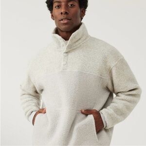 Outdoor Voices Megafleece Snap Up Pullover Sweater Gray Mens Size Large